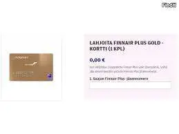 Kuvassa: Finnair gold jäsenyys.