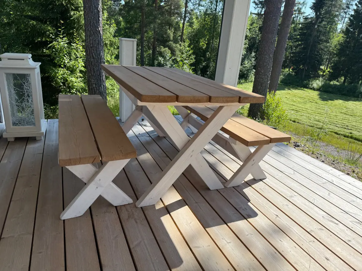 Kuvassa: Pöytä ja penkit