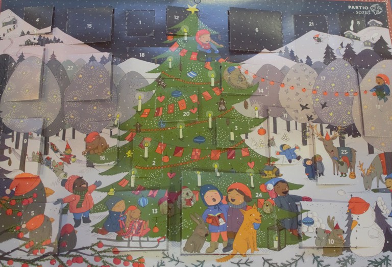 Partiolaisten adventtikalenteri 2017 on Elina Warstan käsialaa.