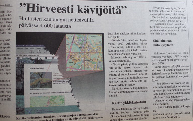 Keväällä kaksikymmentä vuotta sitten (21.5.2002) silloiset kaupunginsihteeri Antero Alenius ja kanslisti Satu Lahti totesivat, että kartta on kaupungin kotisivujen katsotuin kohta.