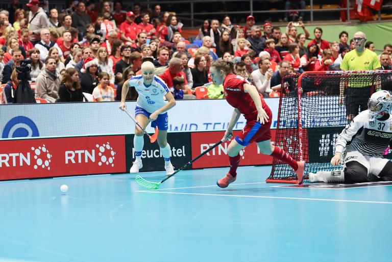 Sanni Nieminen MM-otteluvauhdissa. Kuva: Ville Vuorinen