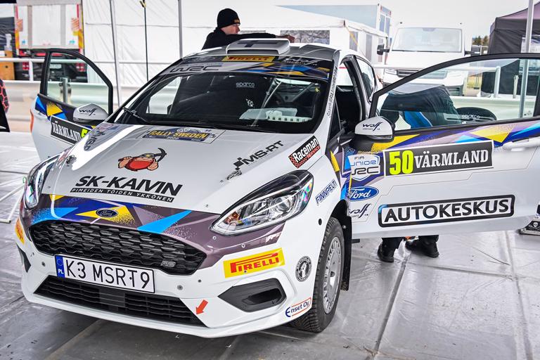 Lauri Joona ja kartturi Ari Koponen ajavat viikonloppuna Ruotsin MM-rallissa. Kuva: M-Sport